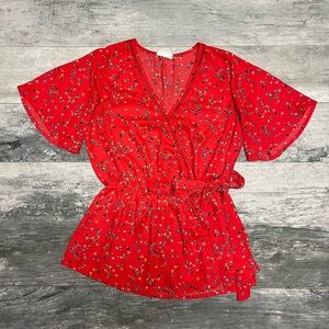 Red Floral Sienna Sky Blouse